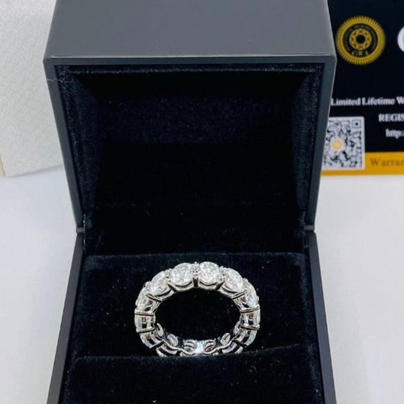 Ring Jewelry - 7 Ct Moissanite Diamond Eternity Ring Wedding Anniversary Band 5mm Iced Out